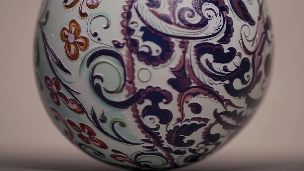 Intricate floral designs in various colors adorn a light green Easter egg, showcasing the artistry and tradition of decorating eggs for spring celebrations