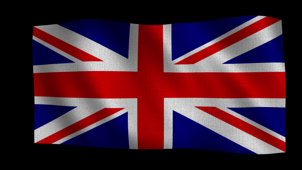 Bandiera in tessuto Union Jack del Regno Unito che sventola