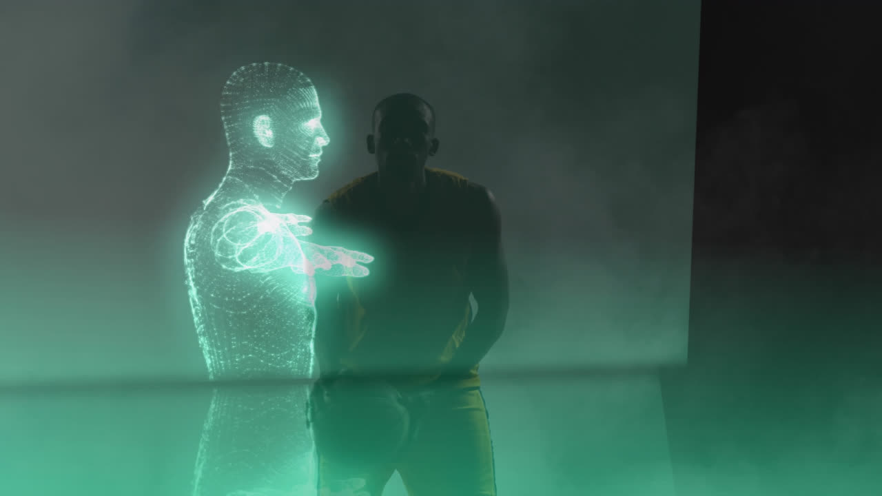 animación del cuerpo humano girando sobre un juego de baloncesto