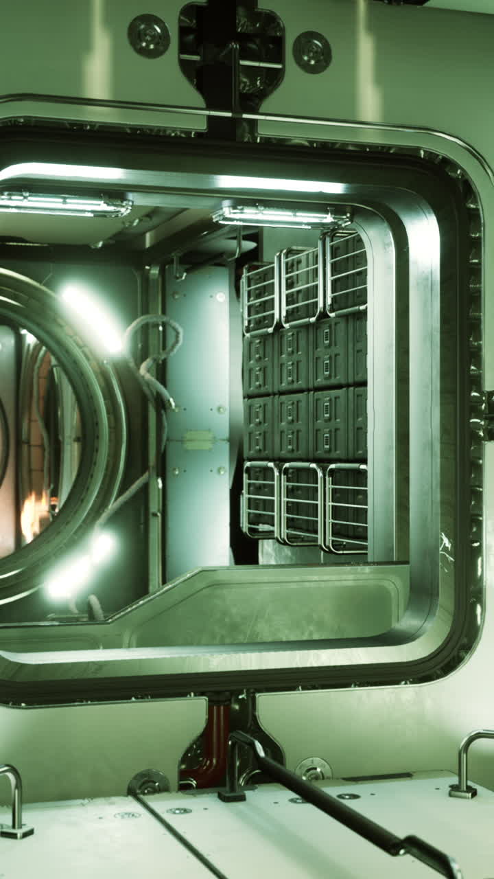 interior futurista de la nave espacial con almacenamiento