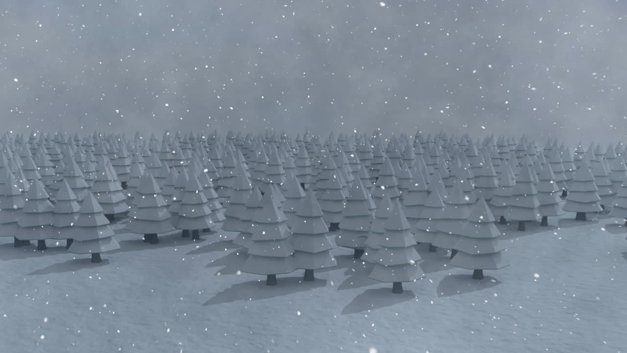 눈이 내리고 소나무들이