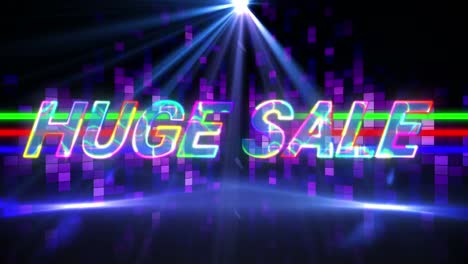 Animation-of-huge-sale-text-over-blue-lights-on-black-background