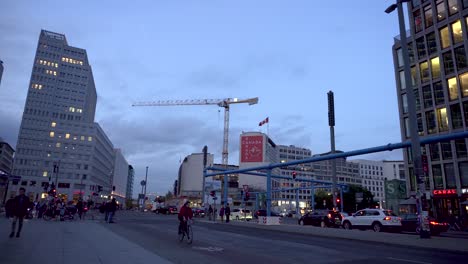 twilight scenery of modern skyscrapers at potsdamer platz in berlin city