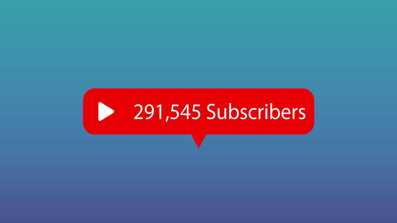 Play button and 708,455 Subscribers text animation over gradient background