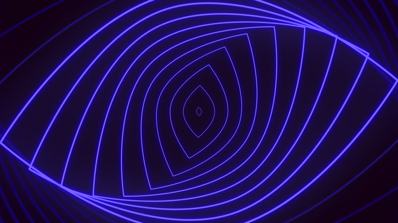 Psychedelic and illusion blue neon lines on black gradient