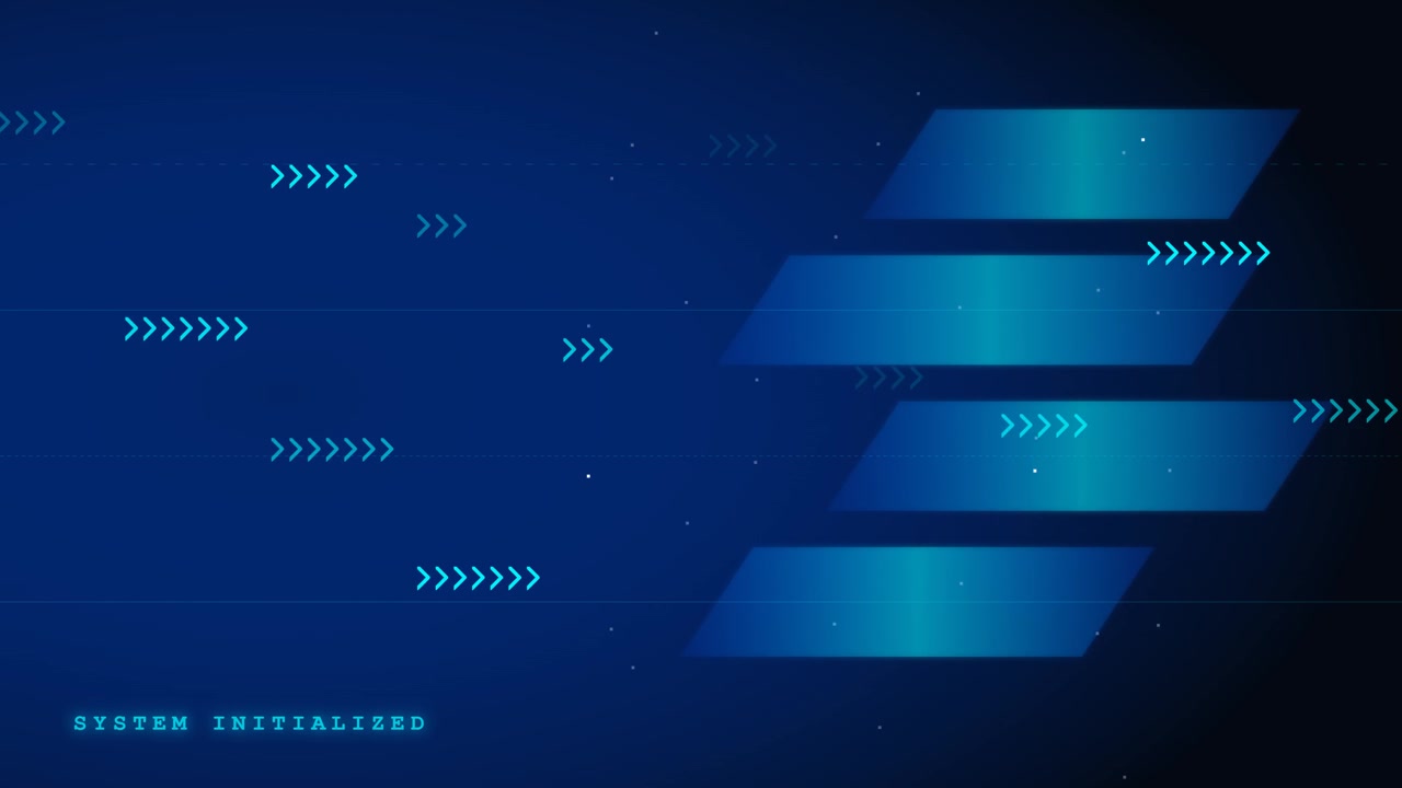 Digital Technology Background with Moving Arrows and System Initialized Text