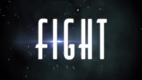 fight text animation over dark space background with light streaks