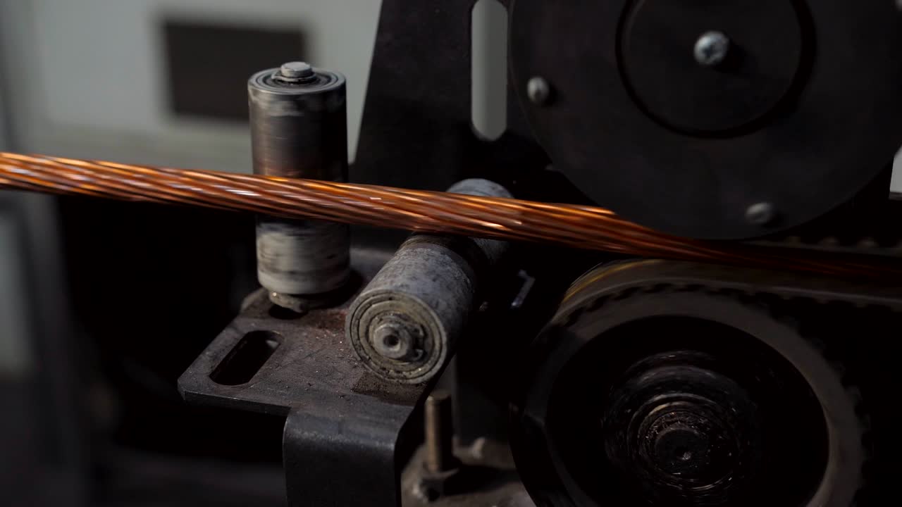 The manufacturing process of electrical cable made from copper wire. Major site plan drawn copper wire.