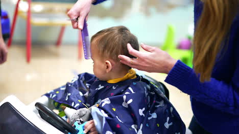 baby haircut at the hair salon