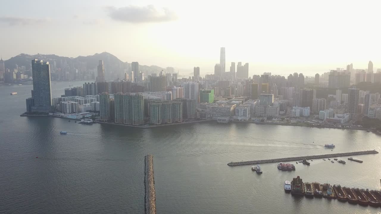 imagen aérea del distrito de kowloon en hong kong