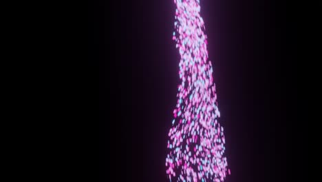 estructura de conexión de red ciberespacio con partículas en movimiento. partículas de flujo púrpura digital futurista. animación abstracto torbellino ciberseguridad. chispas de fuego. renderización 3d.