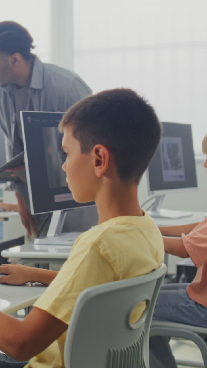 Elementary School Children Using Computers Doing Creative 3D Design Projects