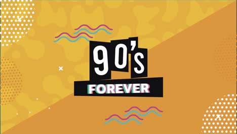 los años 90 para siempre con letras en el fondo de estilo retro de memphis