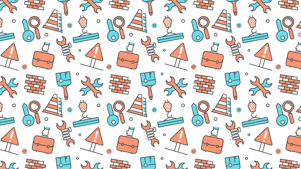 moderno fondo de textura sin costuras de trabajo plano, íconos de artículos de trabajo