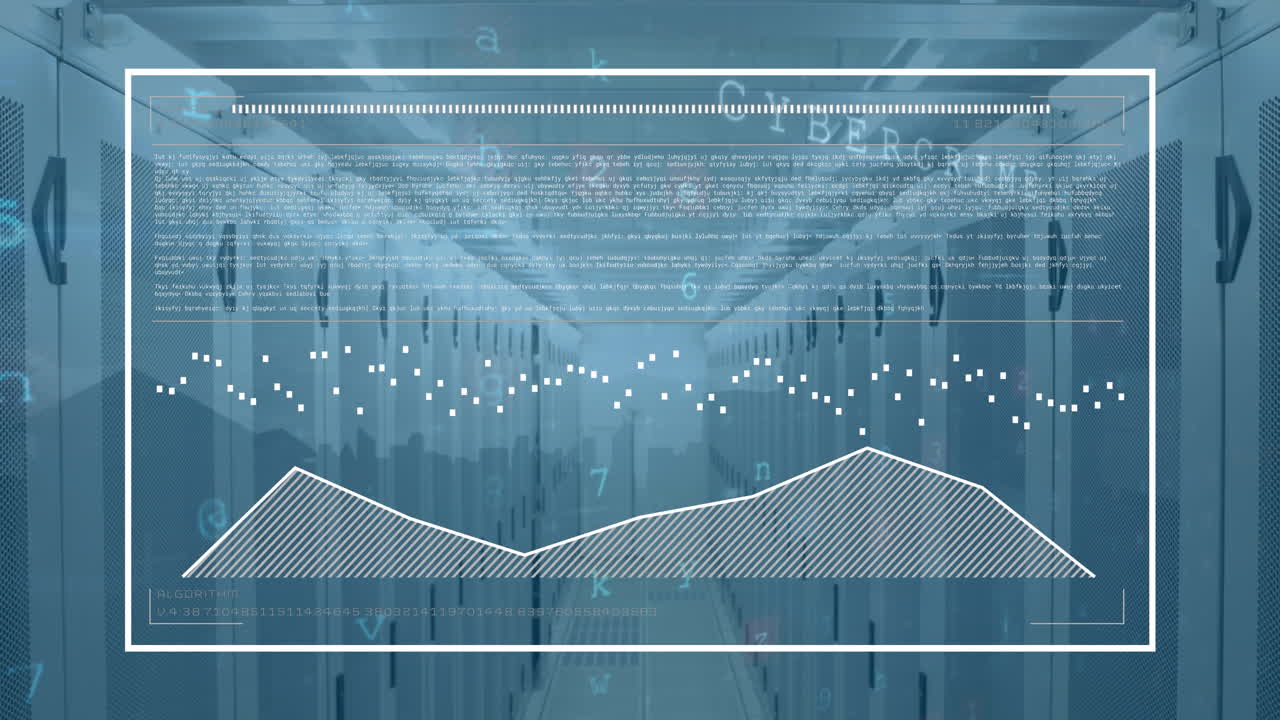 Animation of graphs, loading bars over data server room