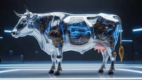 Futuristic Robot Cow with Artificial Intelligence
