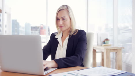 businesswoman working on laptop