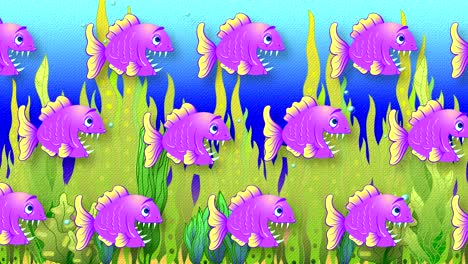 abstract animated background with a drawn school of fish