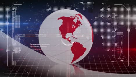 Animación-Del-Procesamiento-De-Datos-Financieros-Sobre-El-Globo-Y-El-Mapa-Mundial