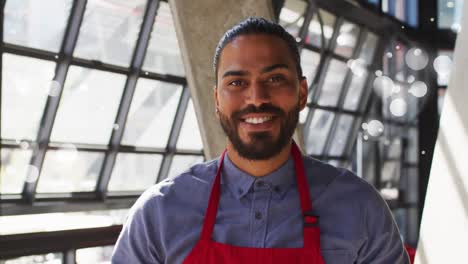 Video-of-biracial-man-working-in-restaurant