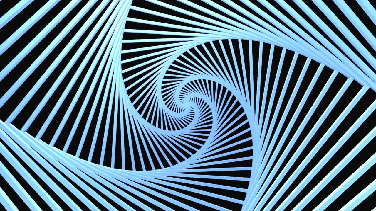 Tunnel quadrato rotante in loop con linee blu astratte dinamiche.
