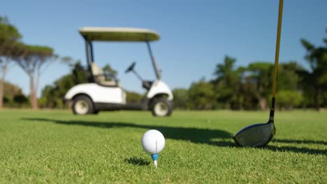 Golfer-placing-golf-ball-on-tee