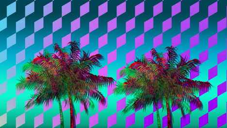 colorful palm tree and diamond pattern