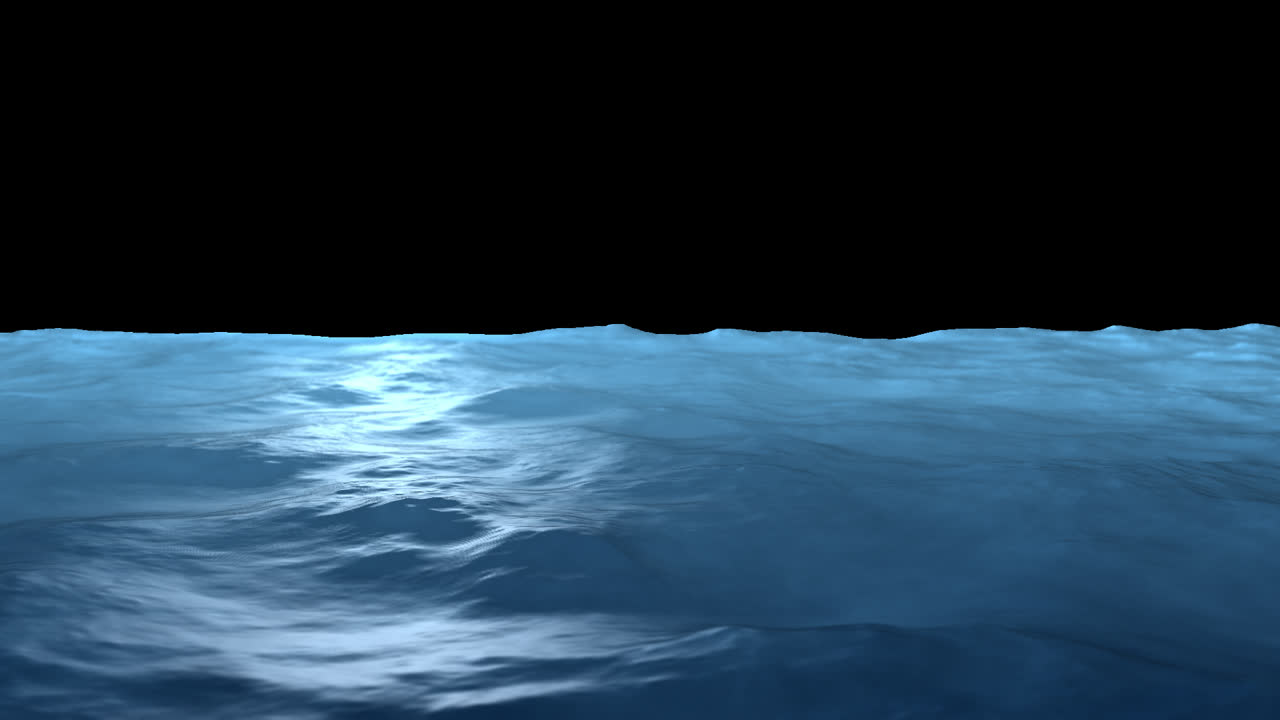 Onde di acqua blu dell'oceano in loop – Canale Alfa, Sfondo Trasparente.