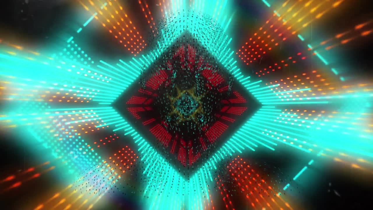 animación de líneas y puntos que se mueven sobre un fondo negro