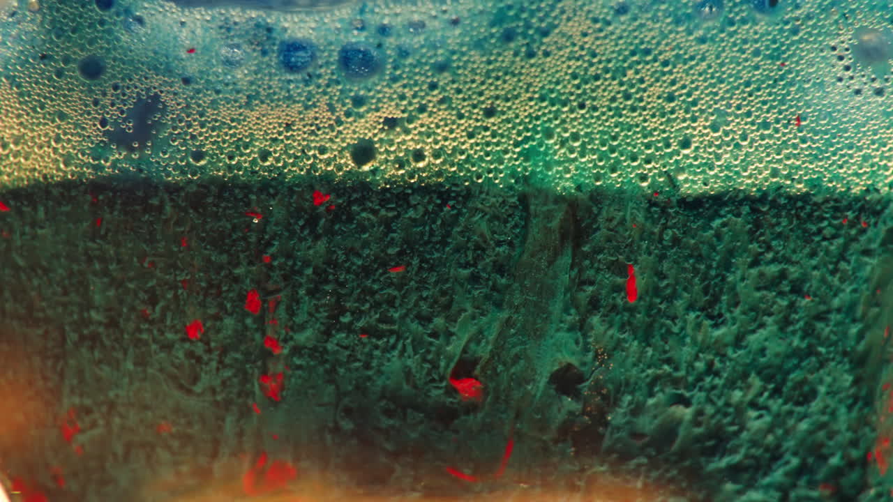 Colorful Liquid Mixture with Bubbles and Layers