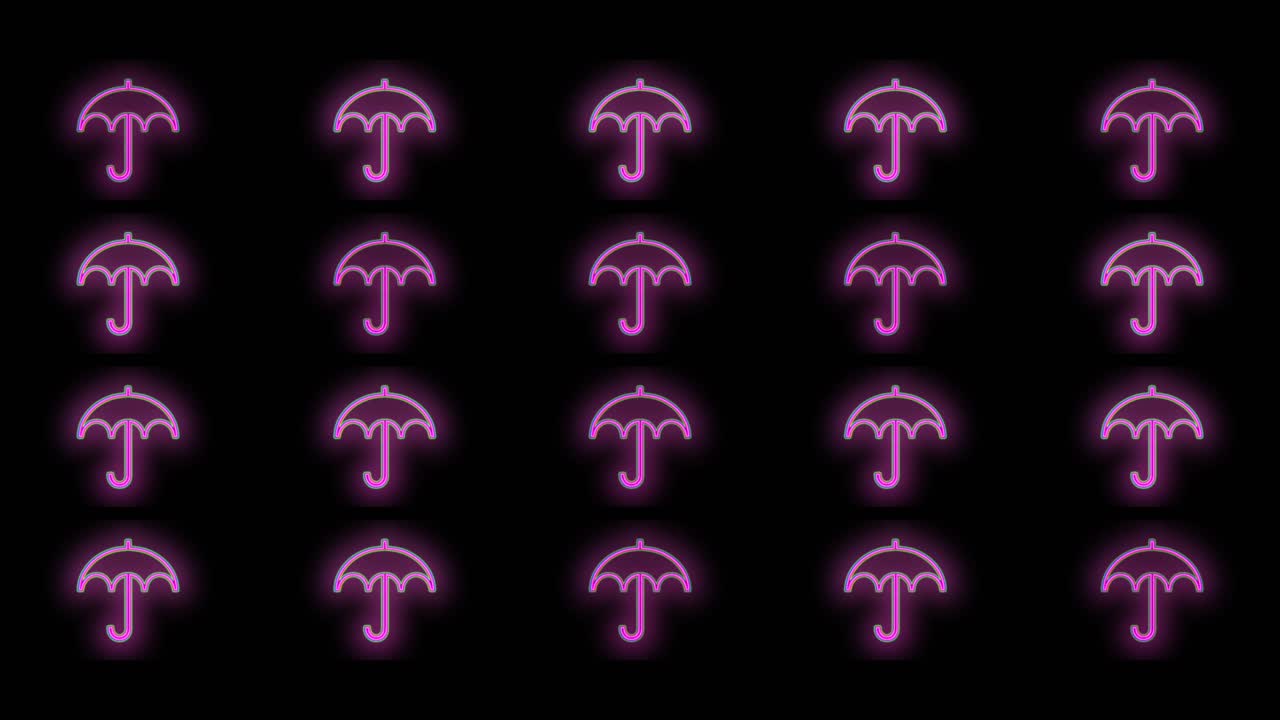 patrón de paraguas rosa pulsante con luz de neón en estilo casino