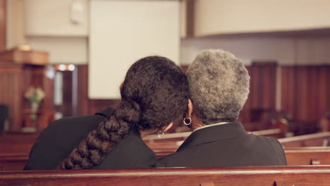 funeral, church and woman with senior mother