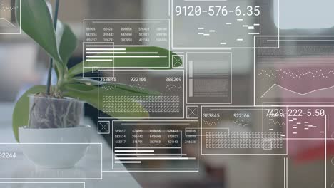 animation of data processing over plant in office