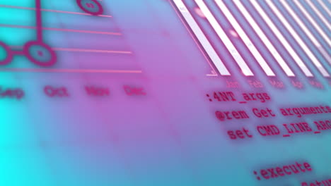 Animation of financial data processing over blue background