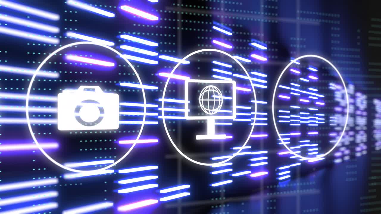 아이콘의 애니메이션과 컴퓨터 서버를 통한 데이터 처리