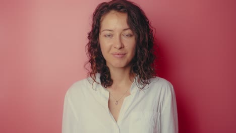 smiling woman with curly hair