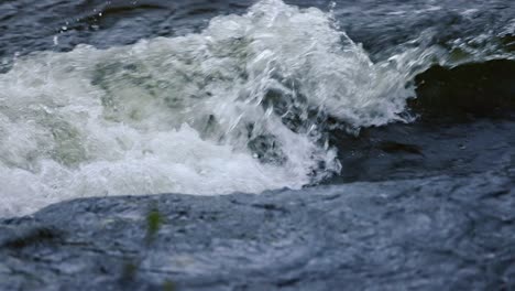 Agua-Del-Río-De-Montaña-Con-Primer-Plano-En-Cámara-Lenta