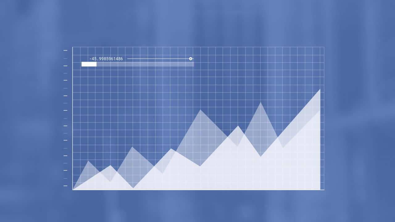파란색 배경에서 움직이는 그래프 처리 데이터의 애니메이션