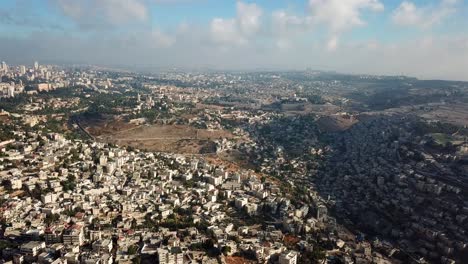 drone footage over east jerusalem silwan and abu tor neighborhood and the old city