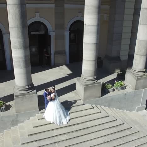 Elegant Wedding Couple Near The Old Building