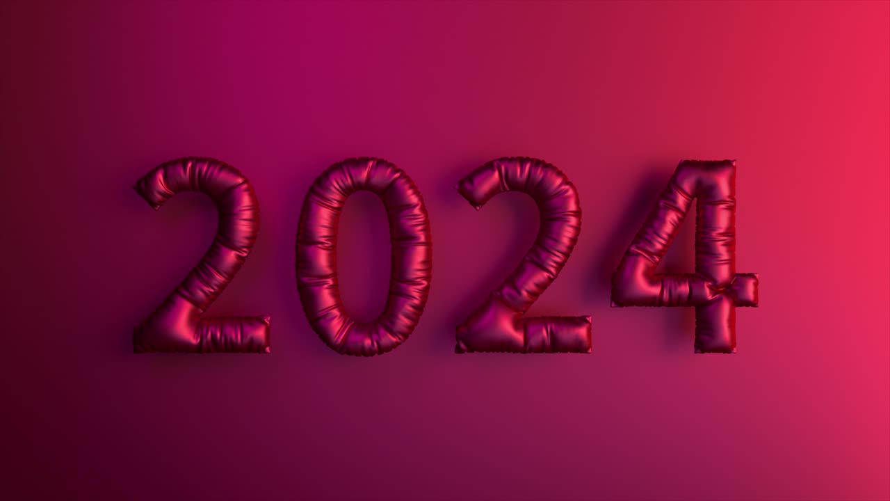 diseño de año nuevo 2024 con globos de satén