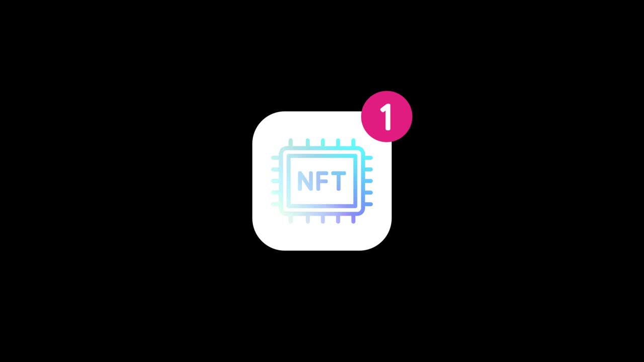 icono animado de la aplicación nft en fondo negro. token de activos criptográficos. adecuado para máscara alfa, mezcla.
