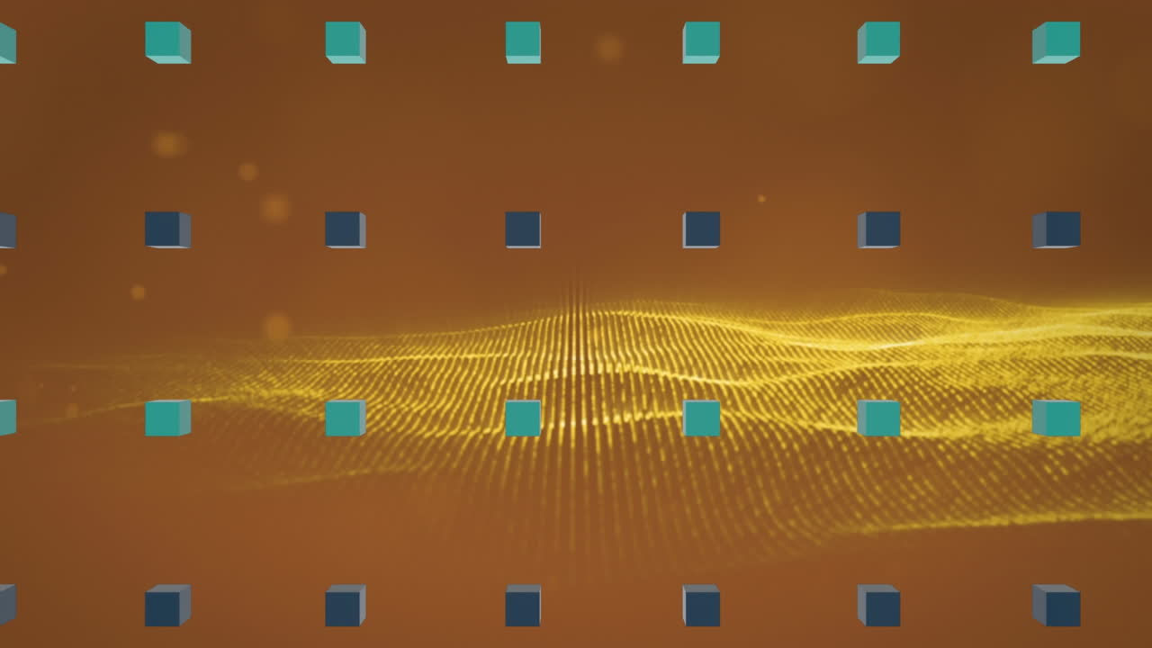 노란색 배경에 반이는 큐브의 애니메이션