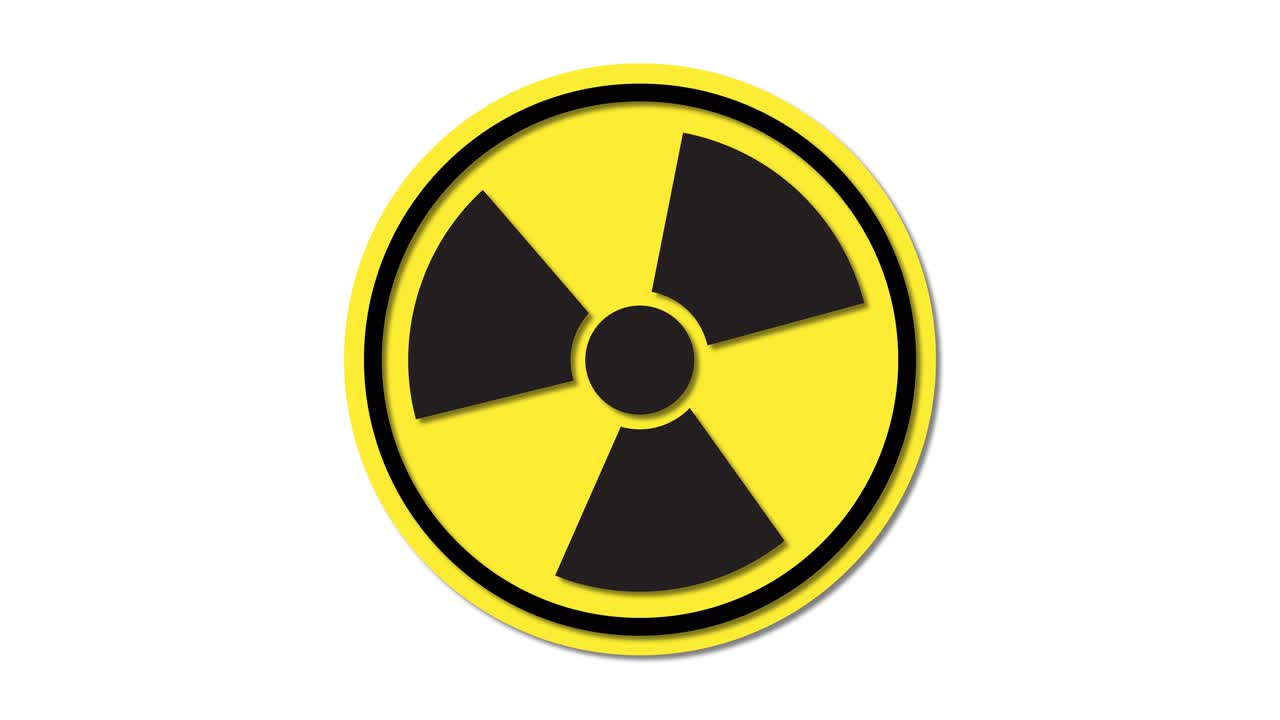 순차적으로 박이는 방사능 경고 기호