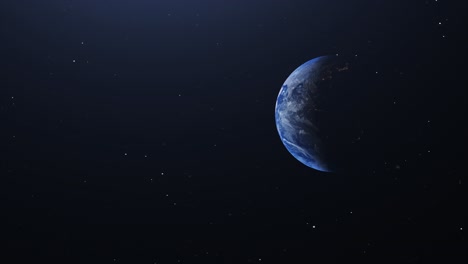 animation of planet earth rotating and moving alone in space