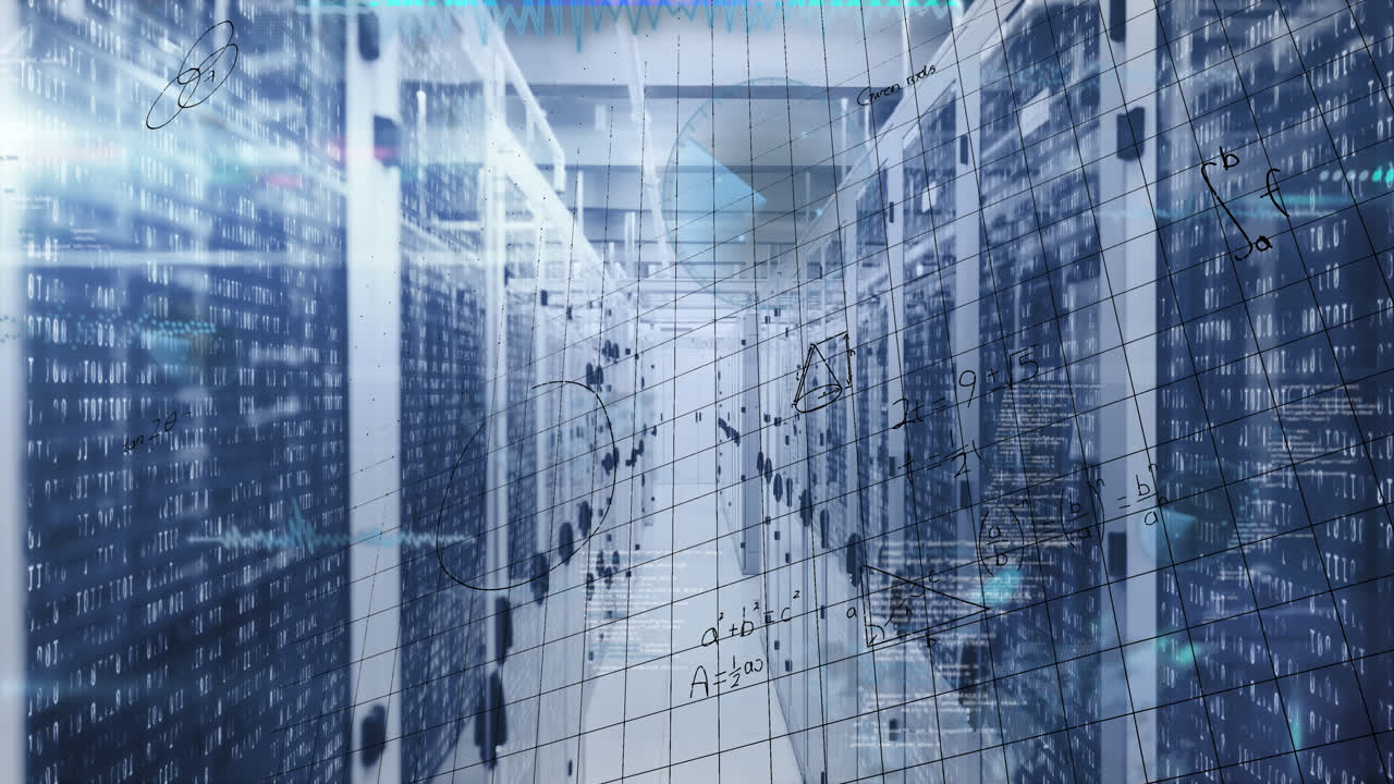 Animation of data processing over server room