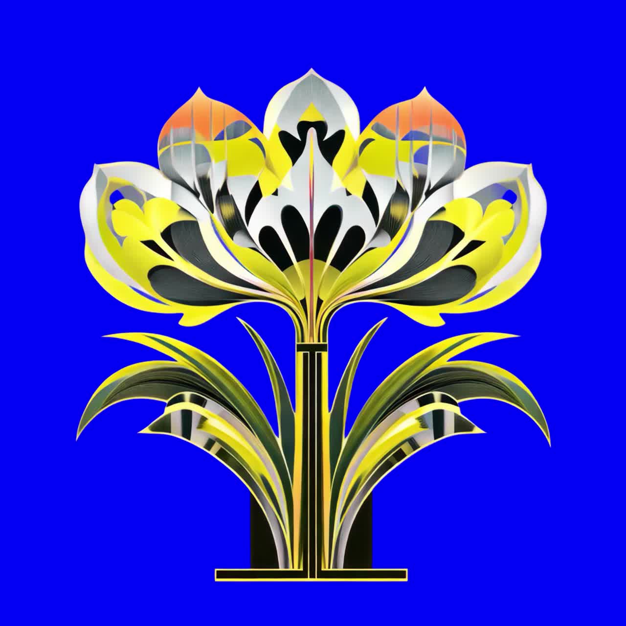 Elegant floral design animation, transparent 4K video, green screen
