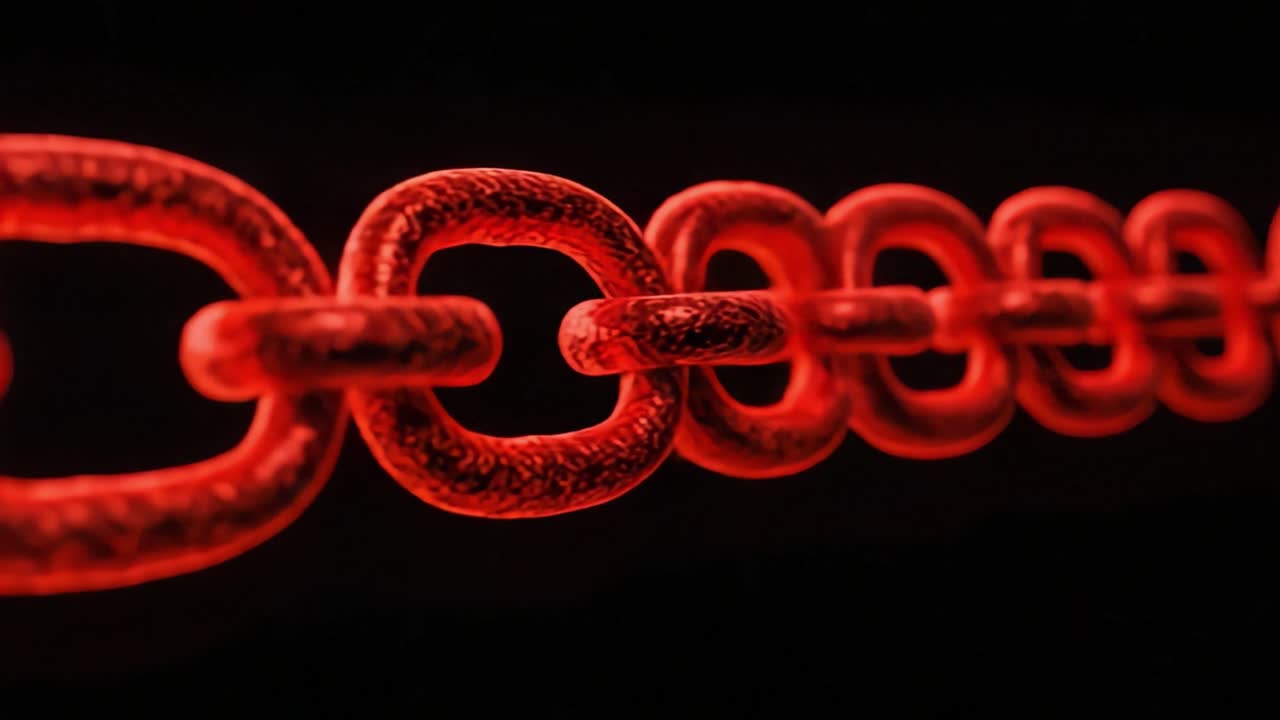 A Captivating Visual Journey Through Vivid Red Chains Against a Dark Background, Highlighting Texture and Depth in This Artistic Representation