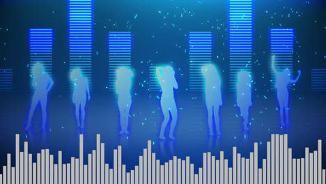 digital composite of an all-female dance group and digital bars