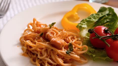 Plate-of-pasta-on-the-table